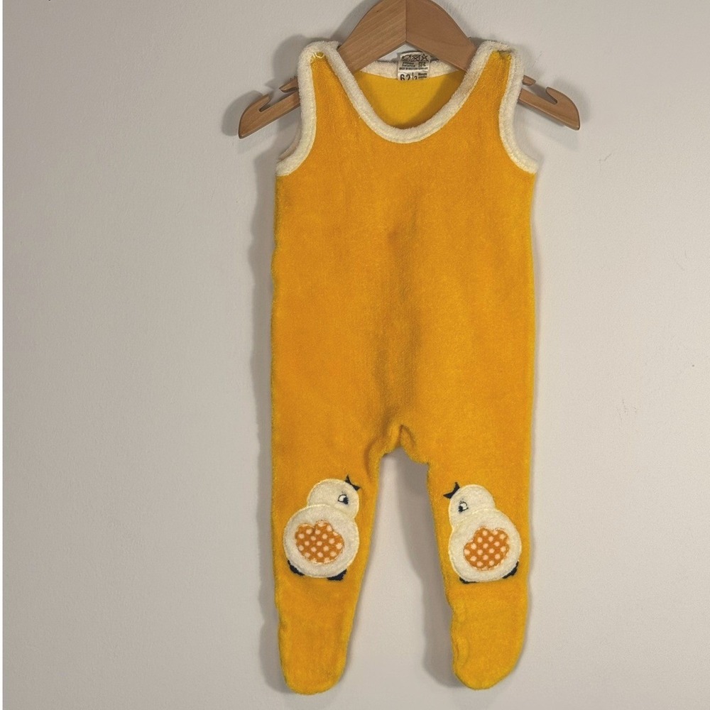 Rare Vintage 70s Storchenmühle West Germany Baby Romper Terry Helanca Size 62